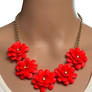 J. Crew Orange Floral Bib Necklace